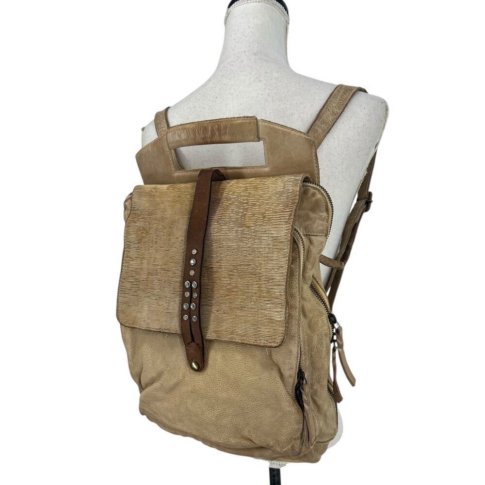 Studio Caleidoscope Gatti Leather Stud Embellished Backpack in Beige - Picture 3 of 16